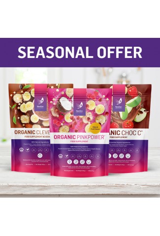 Seasonal offer - x1 Organic Pink Power, x1 Organic Choc C and Clever Choc– Normal SRP £138.56